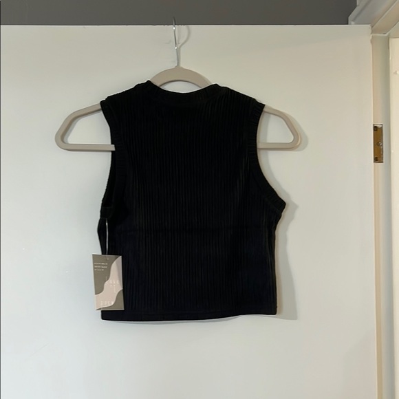Black Ribbed two piece set- crop top and pants - Picture 3 of 9